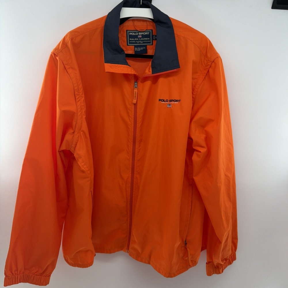 Polo Sport Ralph Lauren 90s Vintage Orange Zip Up Windbreaker Jacket Size XXL
